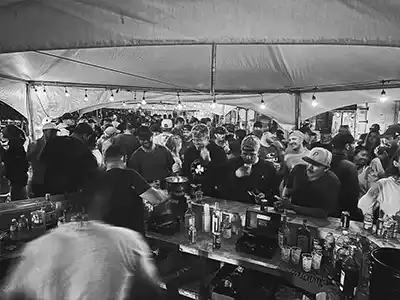 Beer garden crowd at the Kawartha Tri-Sport Tournament